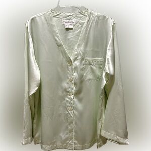 Oscar de La Renta Saks Fifth Avenue Mint Green Sleep Shirt/Pajama Top Size Large